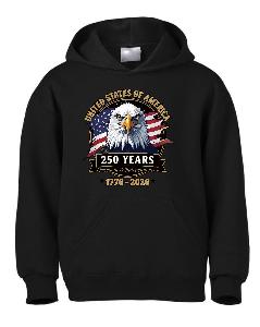 UNITED STATE OF AMERICAN 250 Freedom & Independence USA Eagle Black Color Hoody M/L/XL